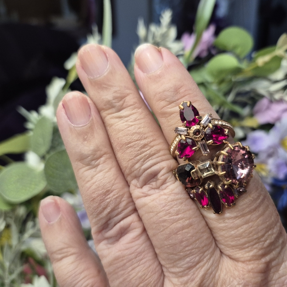 Henri Bendel Pink/Red/Ruby/Garnet Colored Gemstone Ring - Picture 5 of 6